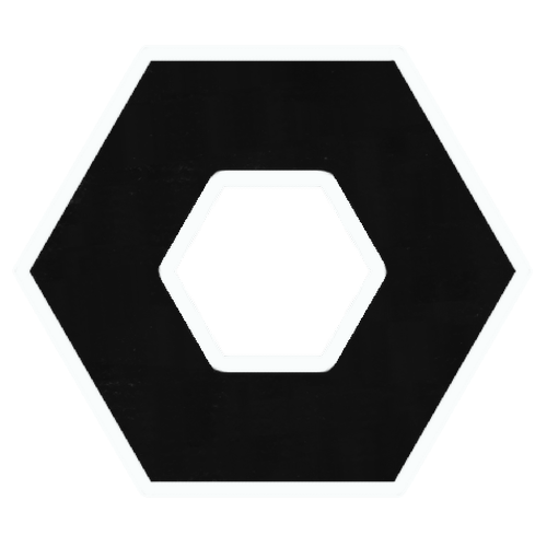 A drawing of a hollow black hexagon outlined in white.